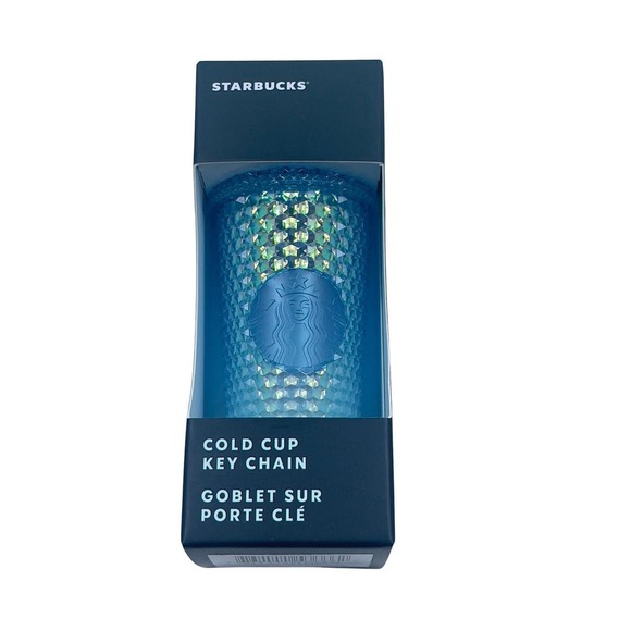 NWT Starbucks Frozen Glacier Tumbler Keychain - Blue Ice Ombre Cold Cup Key Fob - Picture 1 of 4